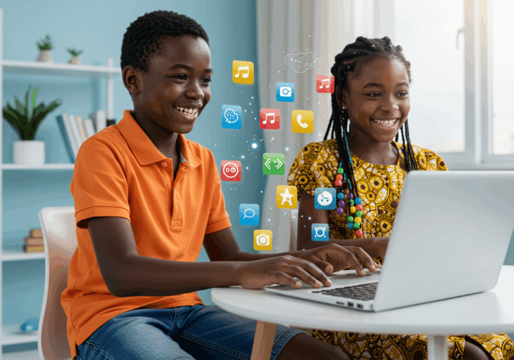 image of a boy and a girl coding on their laptop